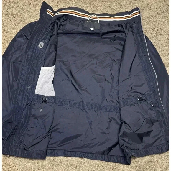 NEIMAN MARCUS Men’s Navy Blue Windbreaker Jacket Turtle Neck Multi Pocket Large - Picture 6 of 10